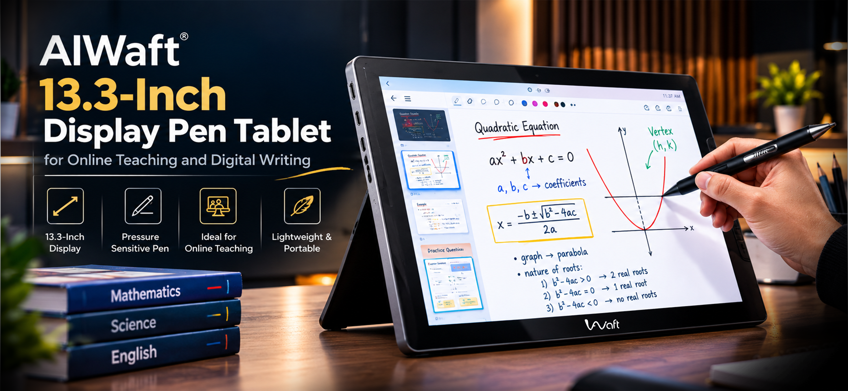 AIWaft 13.3-Inch Display Pen Tablet Review: Features, Connectivity and Uses for Online Teaching