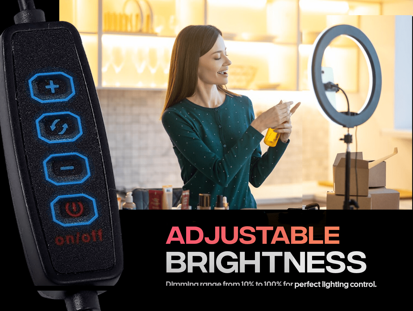 AIWaft 13-inch ring light adjustable brightless phone