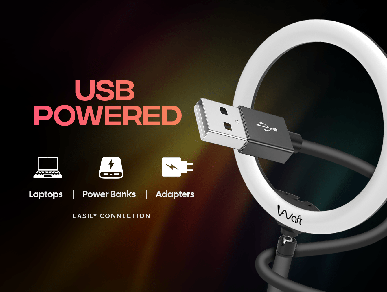 AIWaft 13-inch ring light usb powered phone