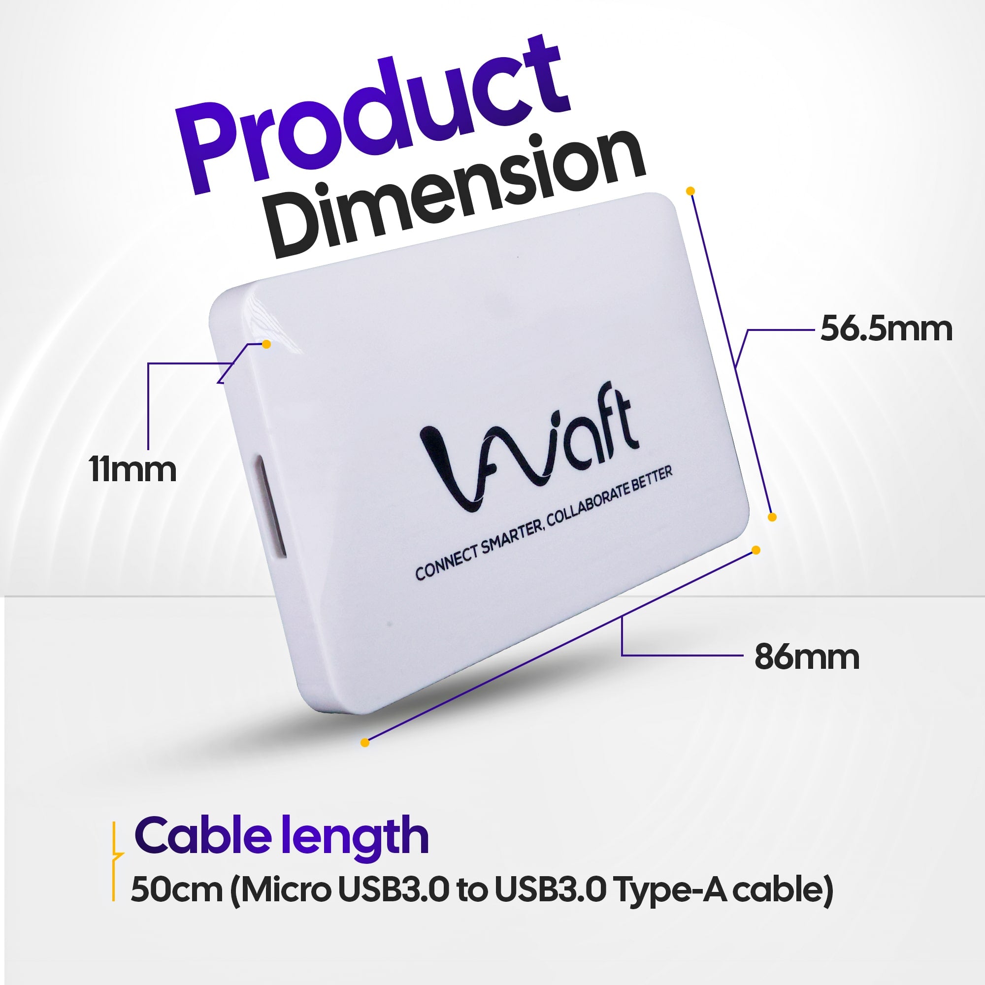AIWaft 4-in-1 multi card reader product dimension