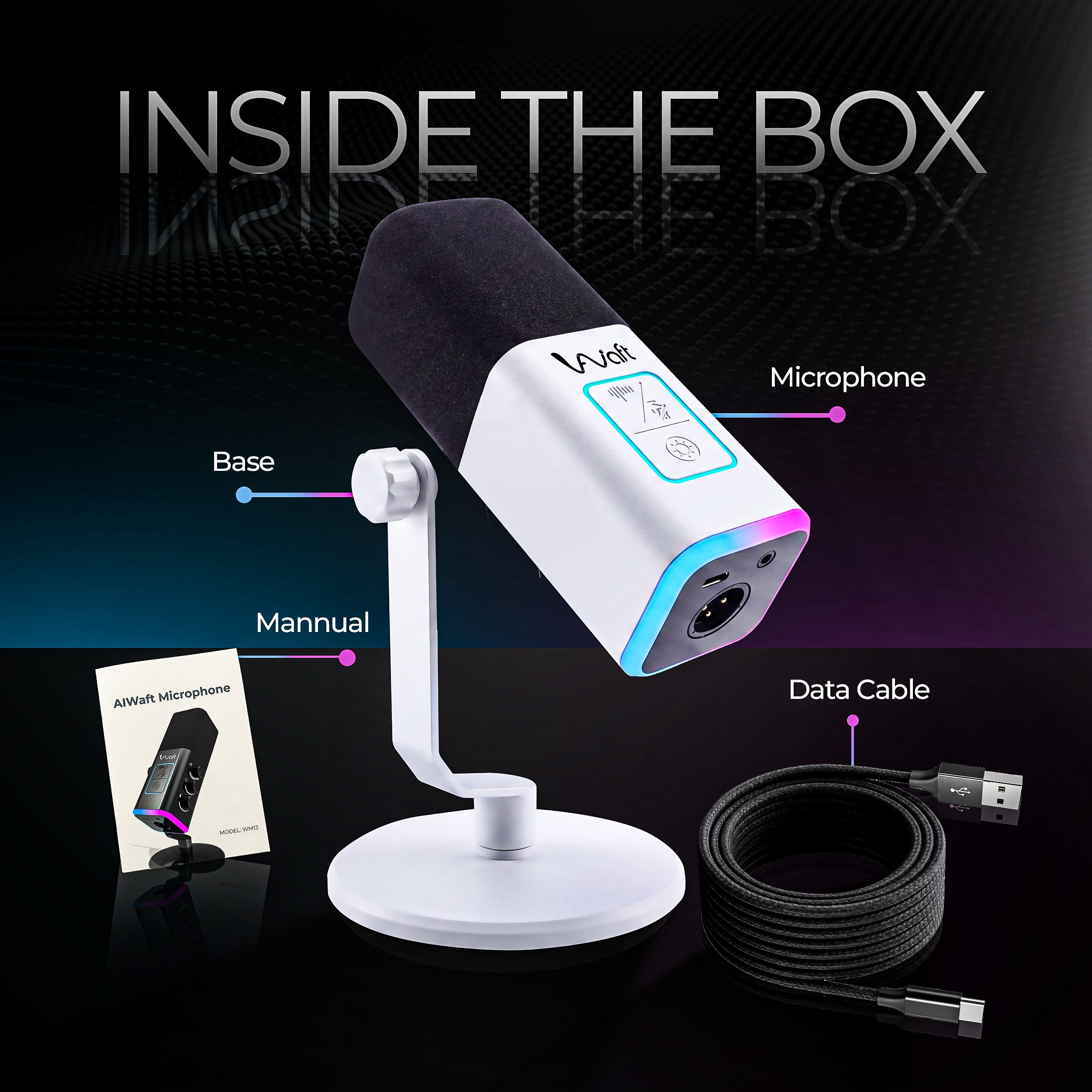 AIWaft USB XLR Dynamic Microphone front image (white)