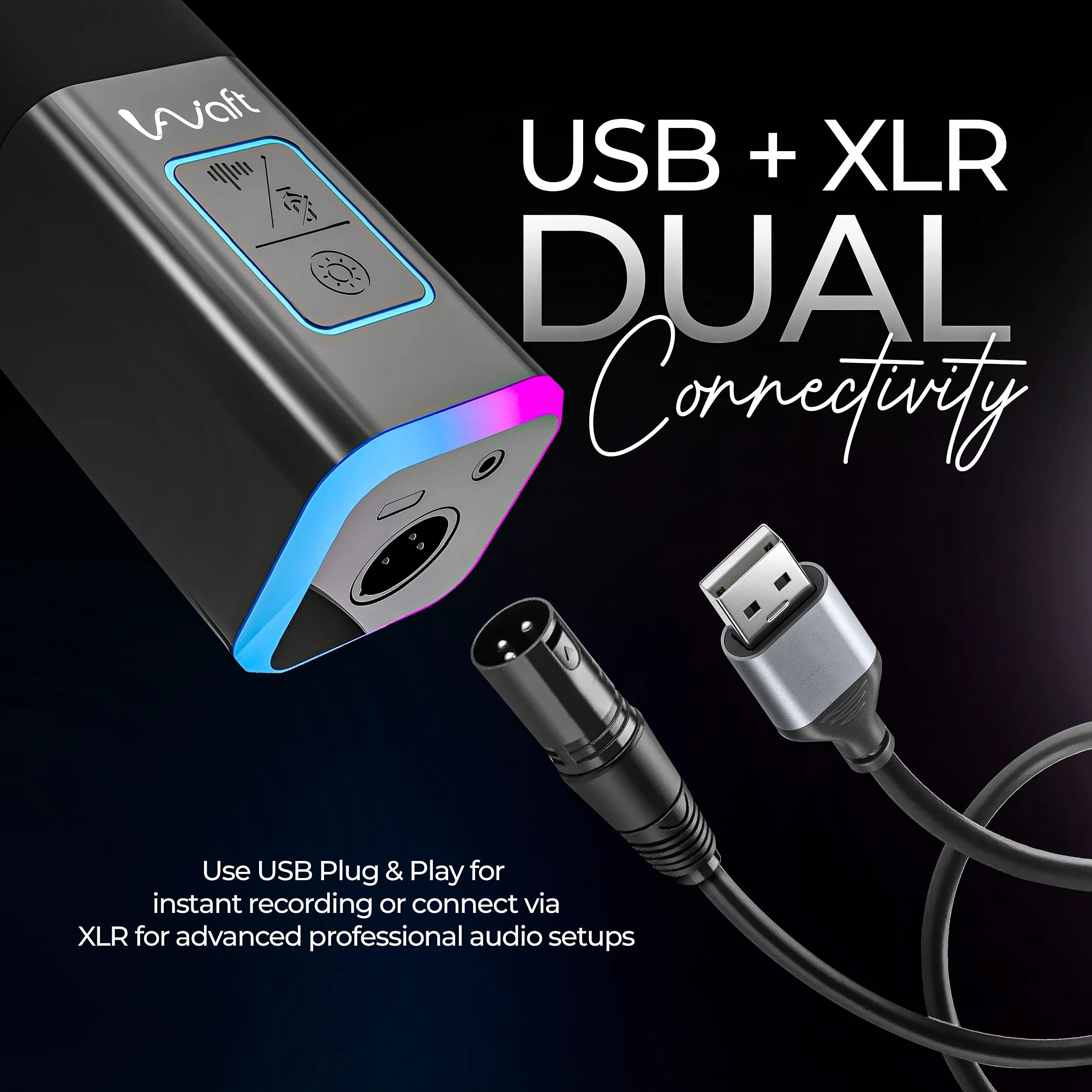 AIWaft USB XLR Dynamic Microphone front image (Black)