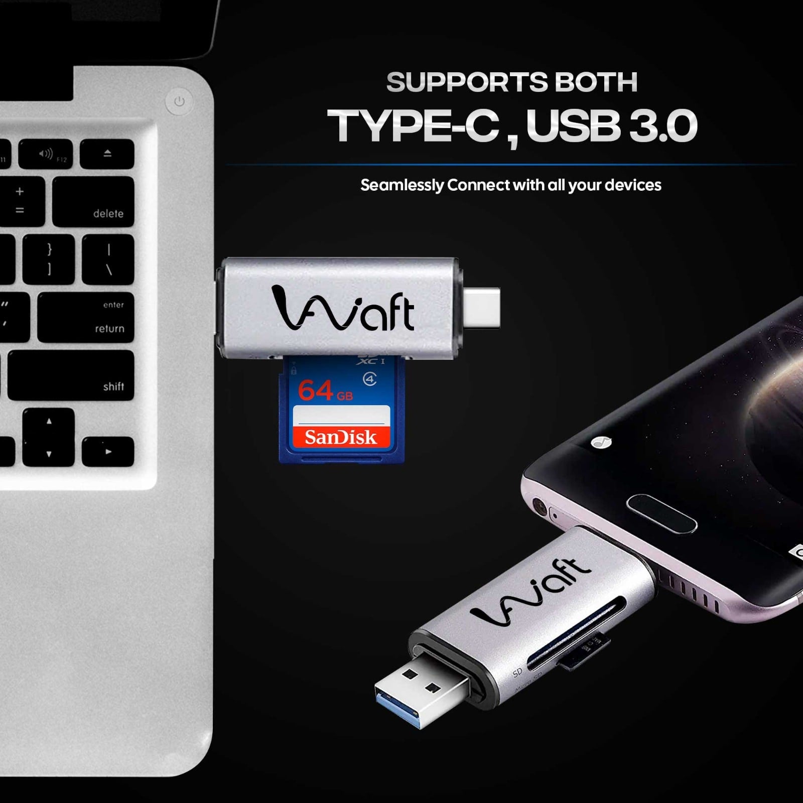 AIWaft Card Reader support both type-c & usb3.0
