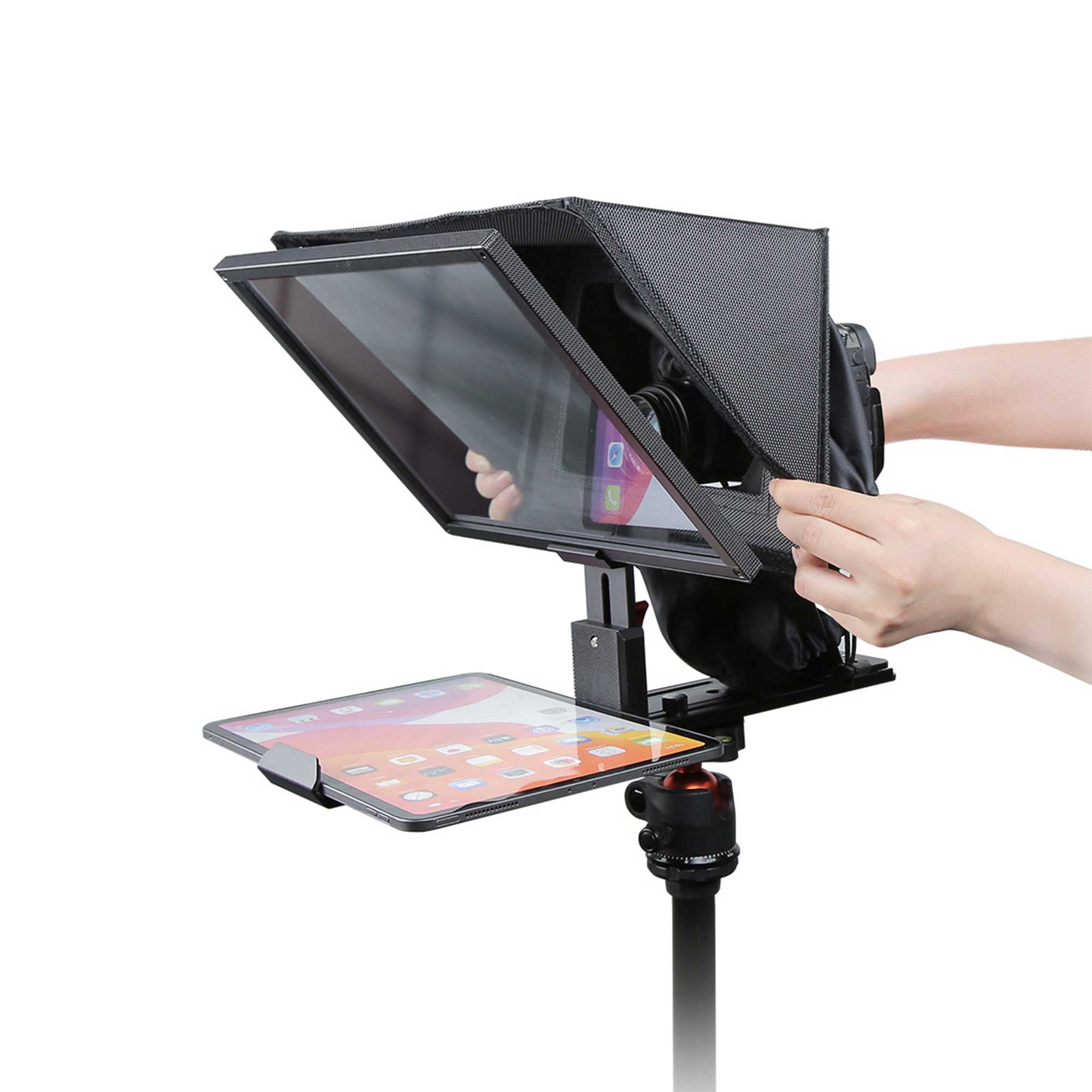 Aiwaft All Metal Teleprompter side view with pentab