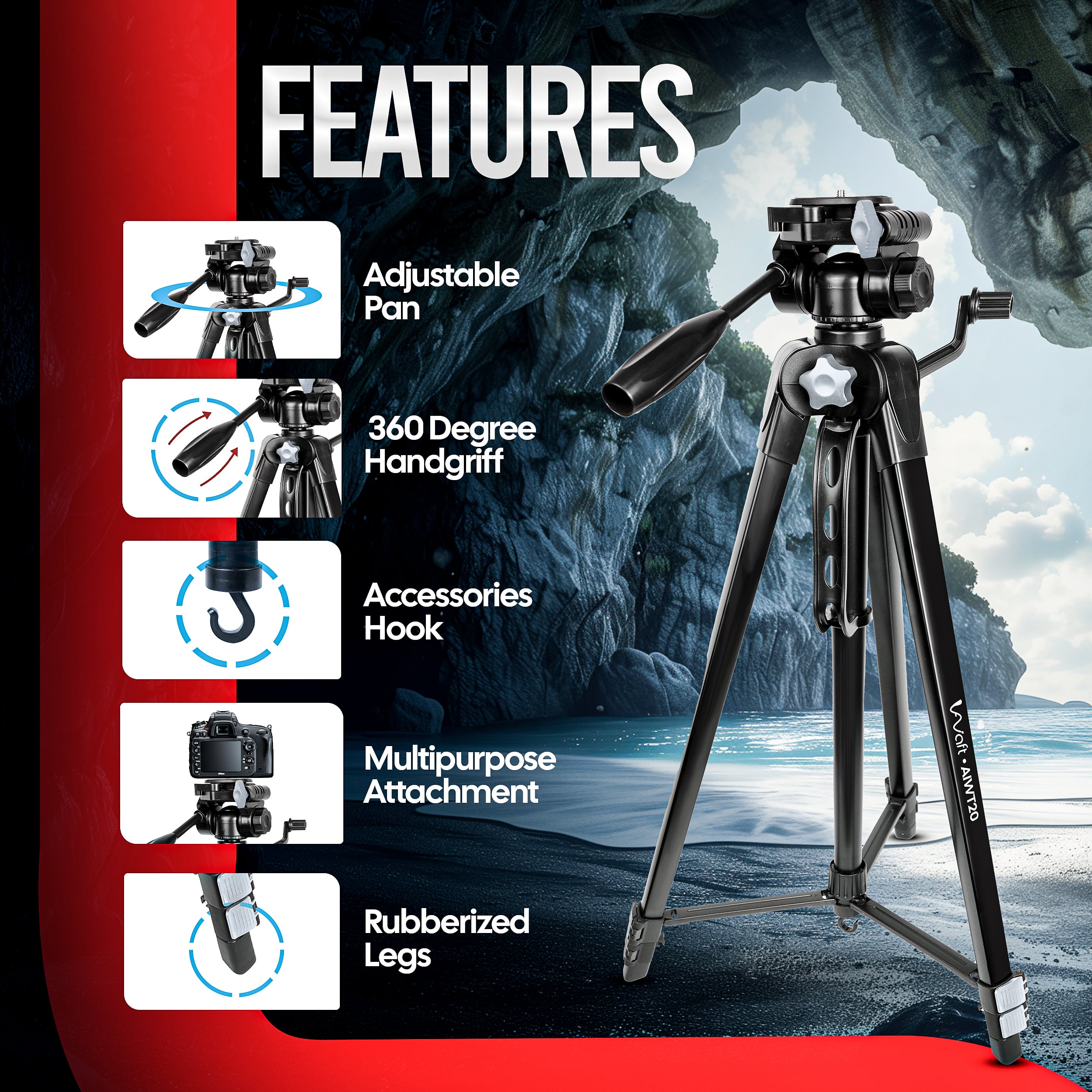 AlWafts Light Weight Tripod features
