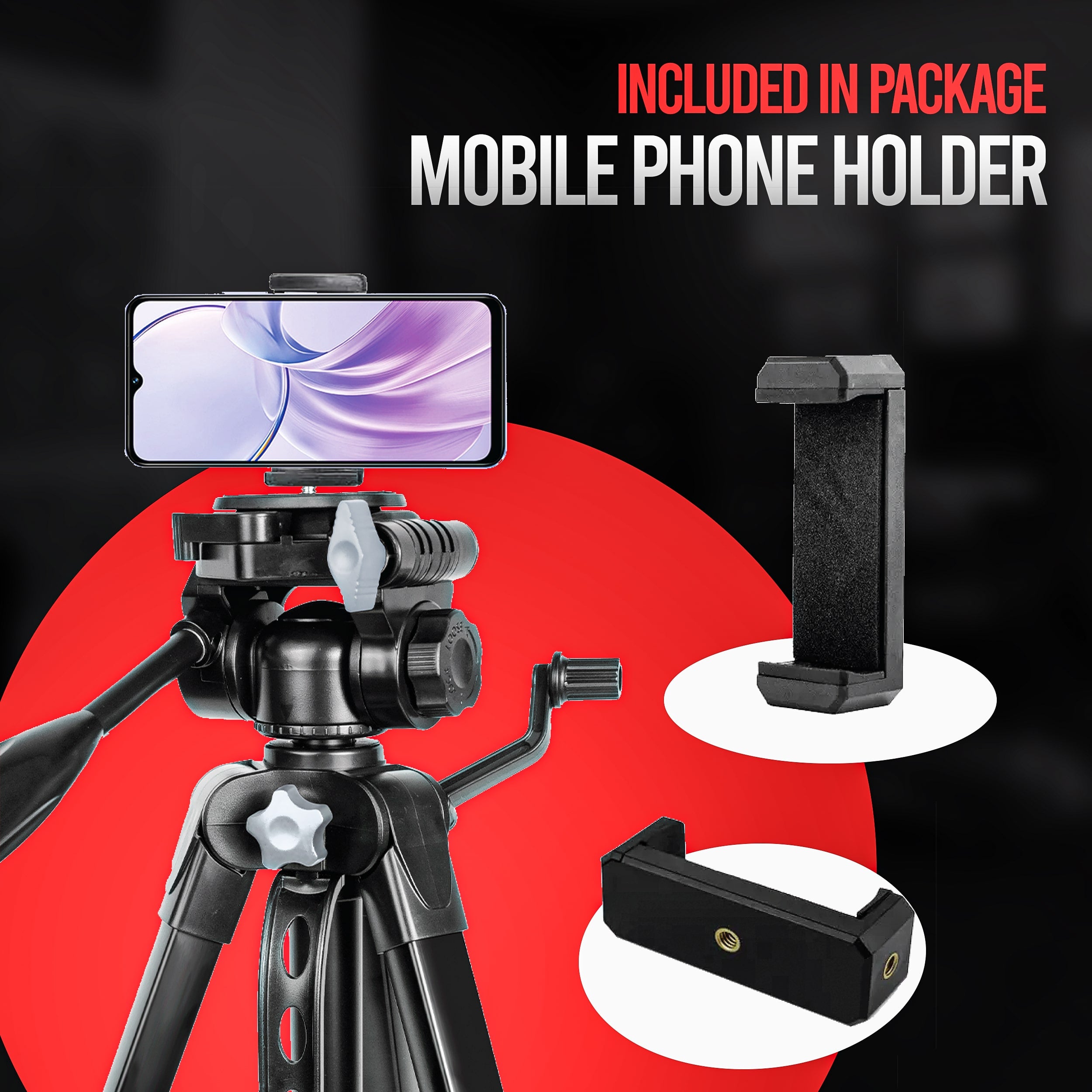 AlWafts Light Weight Tripod included in package mobile phone holder
