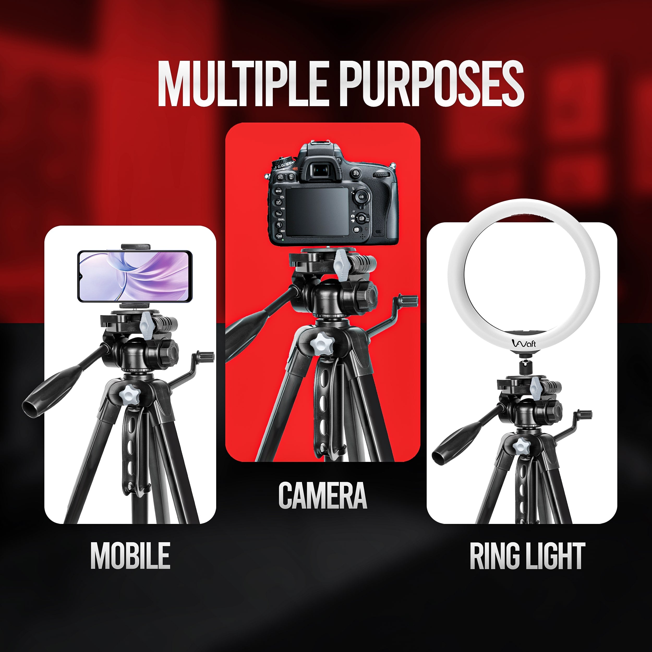 AlWafts Light Weight Tripod kind of deferent uses
