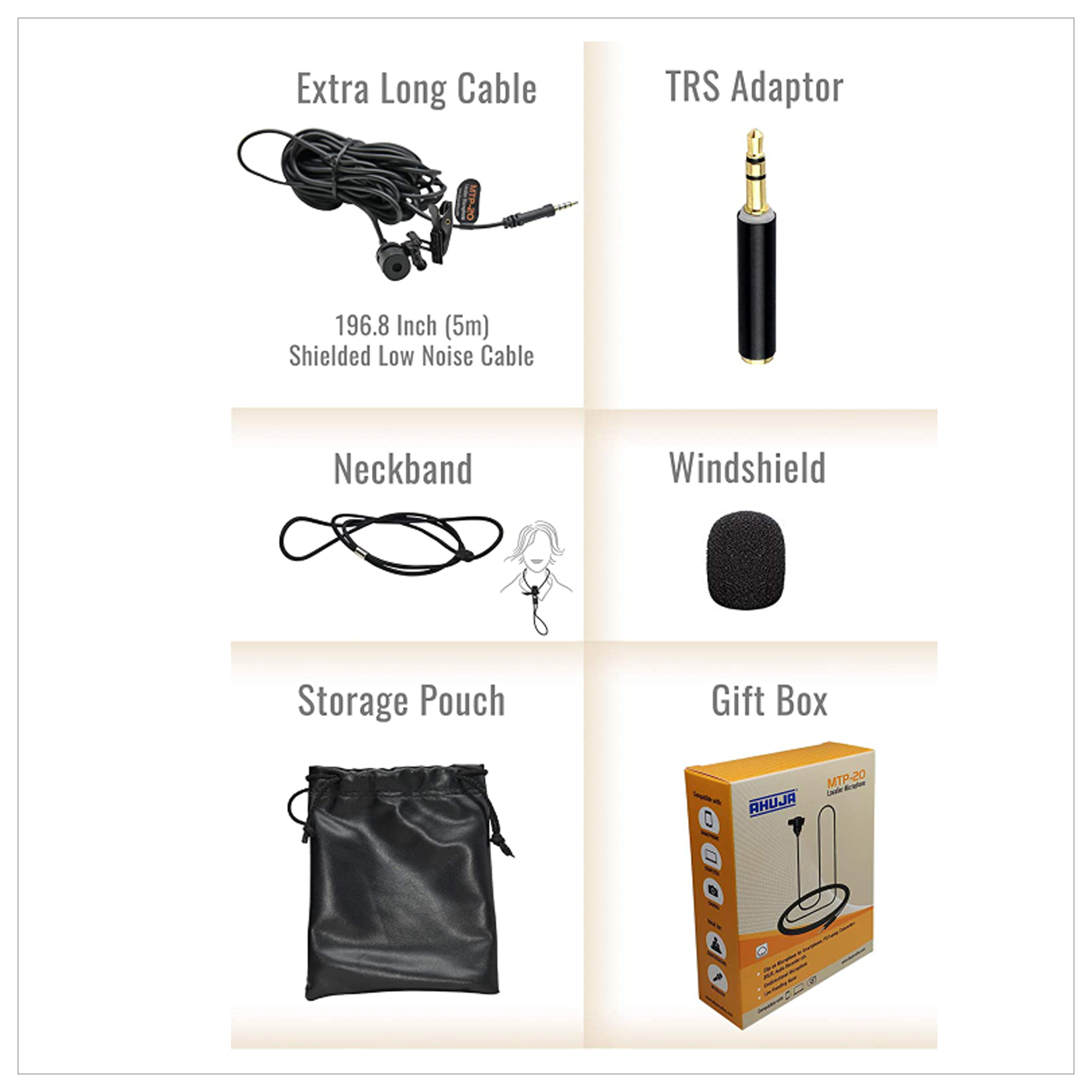 AHUJA MTP-20 Professional Lavalier Microphone with Accessories