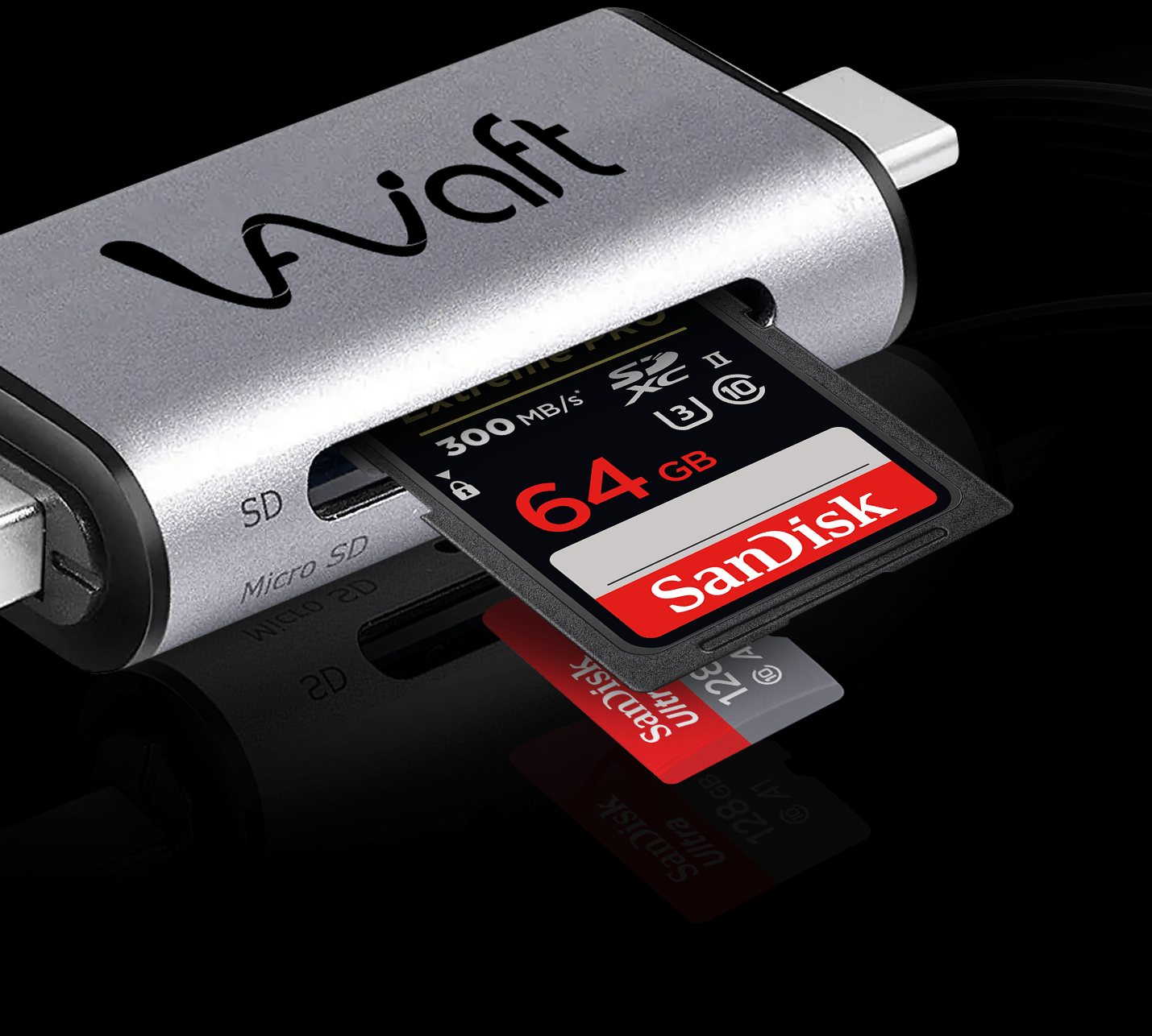 aiwaft 2-in-1 card reader dual card slots