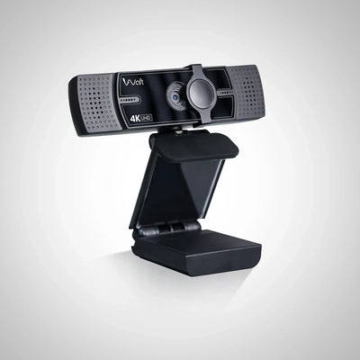 AIWaft 4K veoalphacam in a sleek, compact design with an adjustable stand.