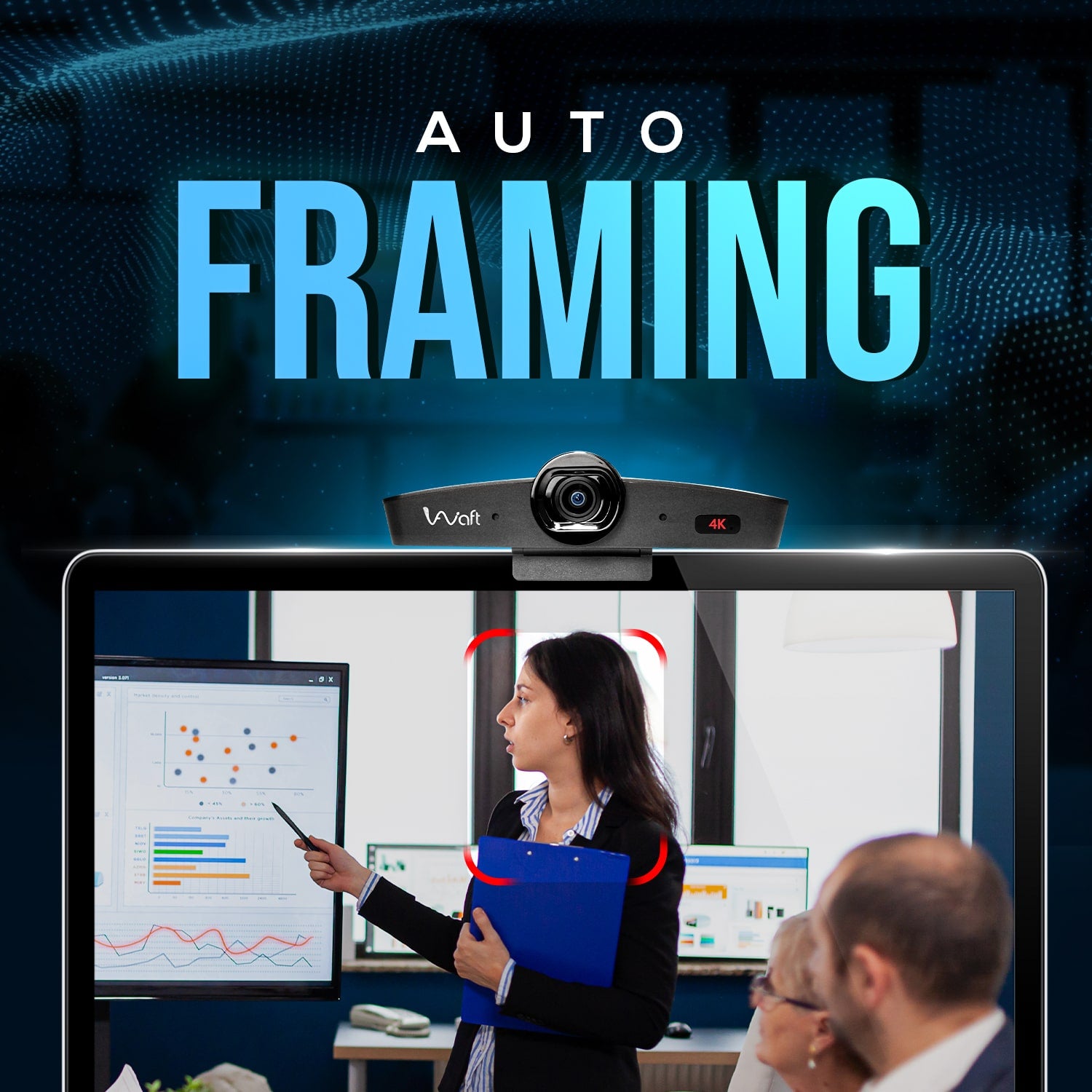 Rear view of AIWaft 4K EPTZ Webcam displaying USB and connectivity ports