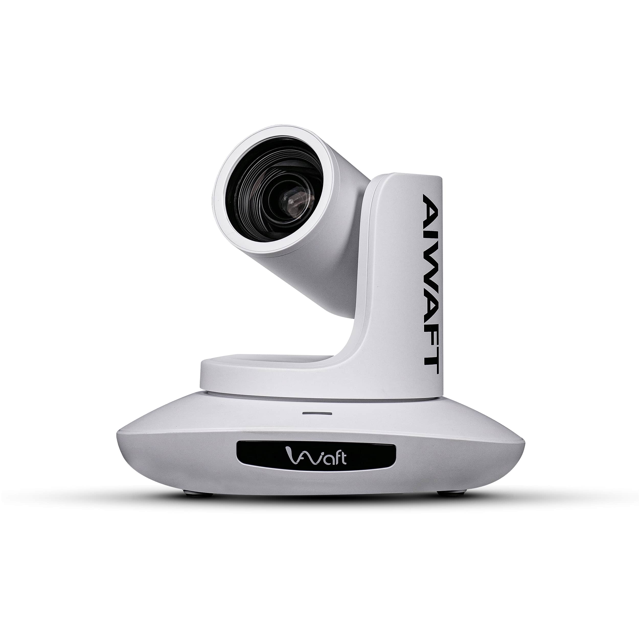 Front view of the AIWaft 4K PTZ Camera Pro with 12X zoom capabilities (white)
