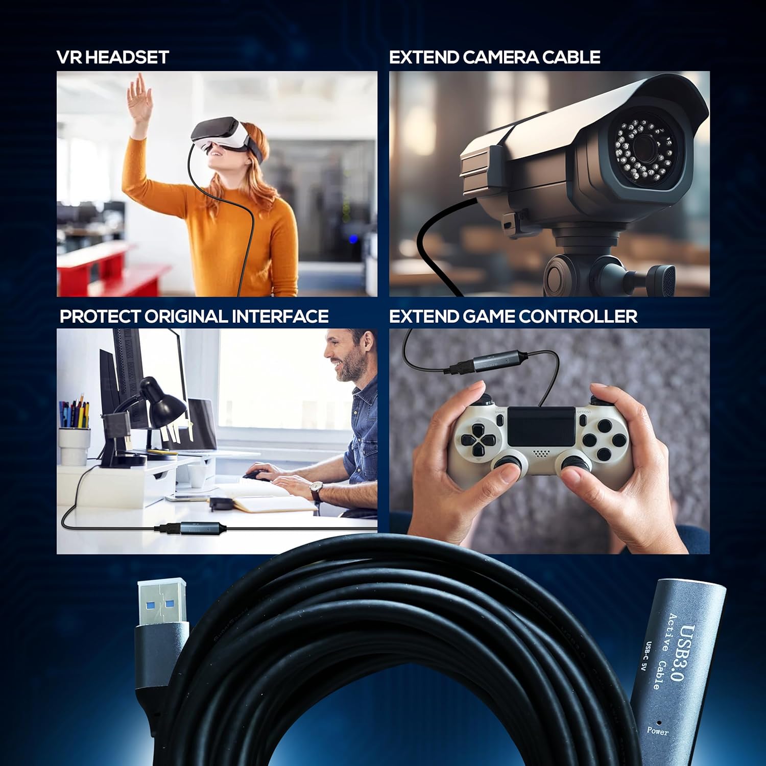 AIWaft 10M USB 3.0 Extension Cable with Device Connections

