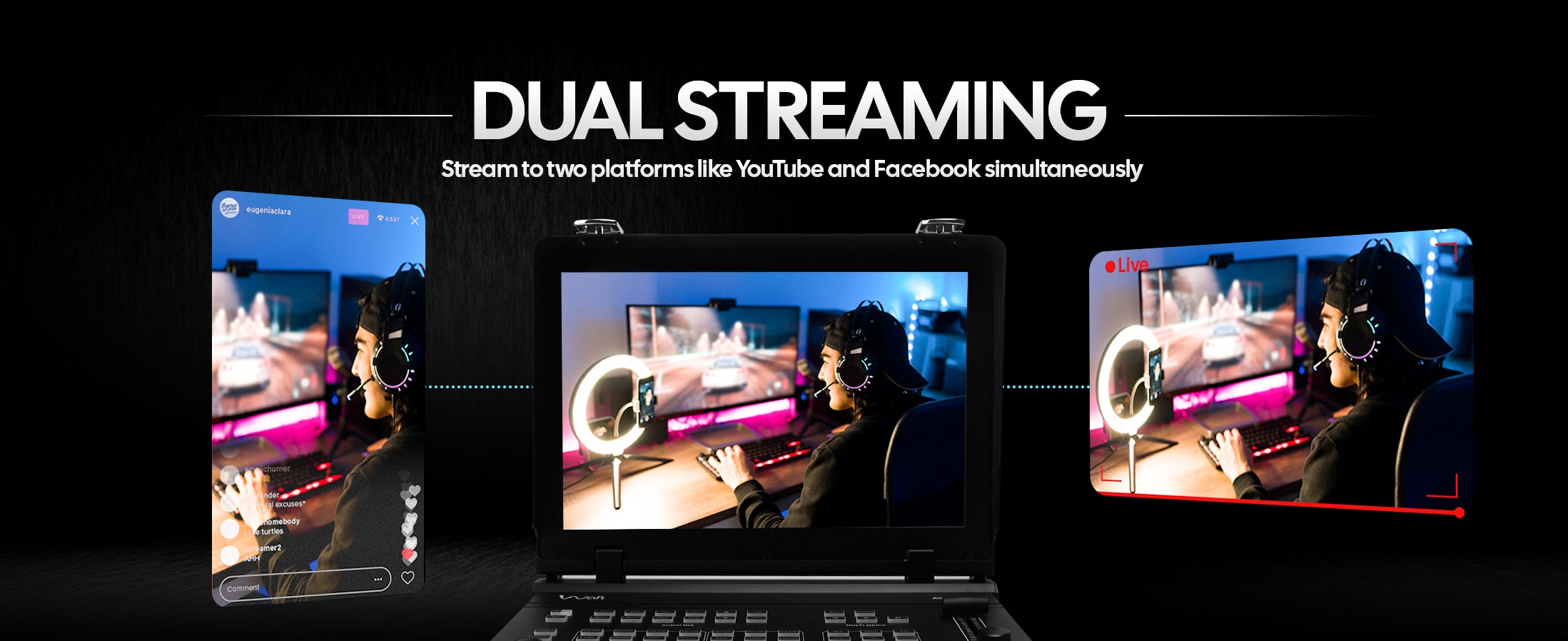 aiwaft video mixer 4k hdmi sdi switcher dual streaming