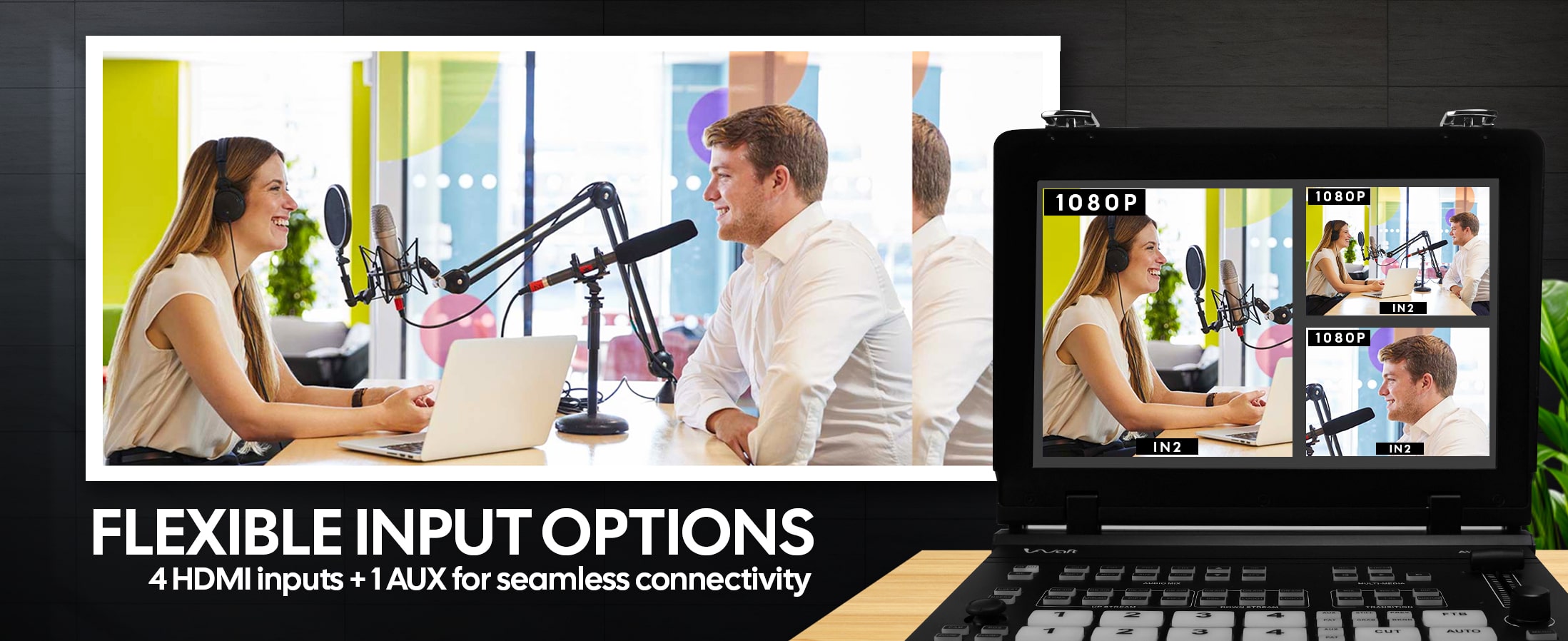 aiwaft video mixer 4k hdmi/sdi switcher flexible input options