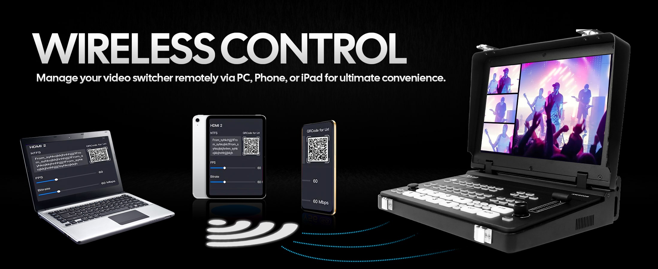 aiwaft video mixer 4k hdmi/sdi switcher wireless control