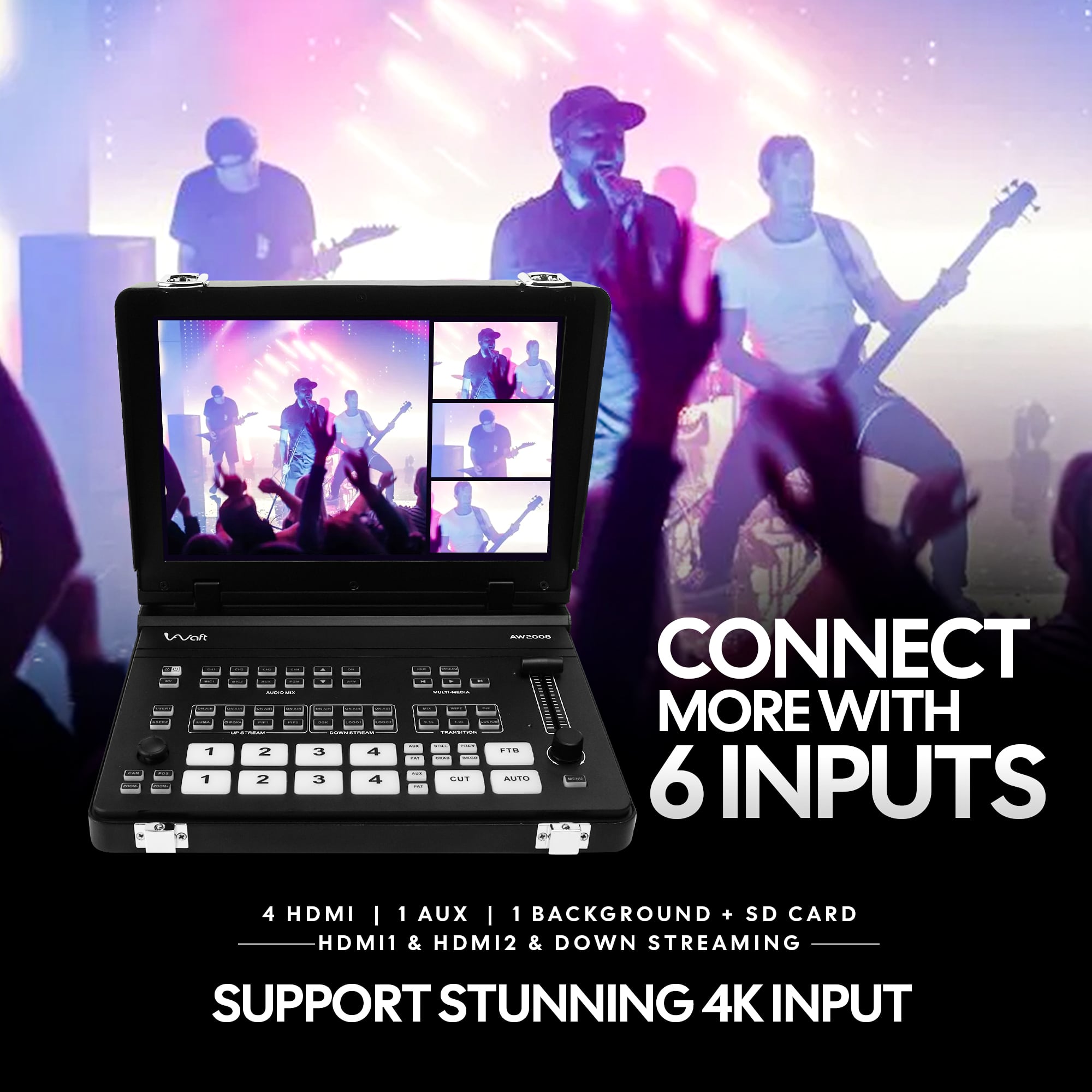 aiwaft video mixer 4k hdmi switcher portable (HDMI)